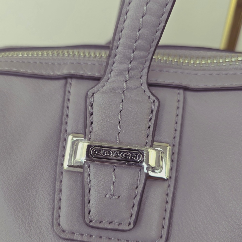 Coach Taylor East West Satchel Lavender Purple Leather Shoulder Bag - Picture 13 of 13